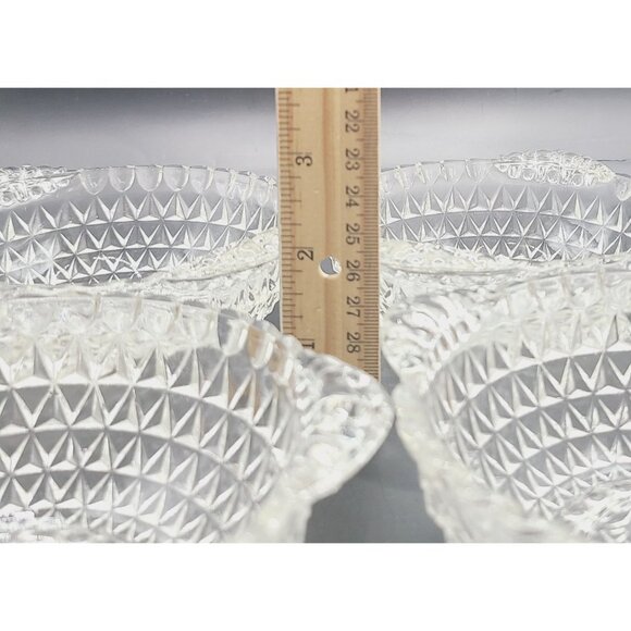 Vintage Clear Glass Dessert Bowls Cut Diamond Hobnail Pattern Set Of 4 - Picture 7 of 7